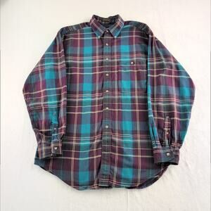 Eddie Bauer Bainbridge Flannel Plaid Button Down Shirt Men's Large Long Sleeve